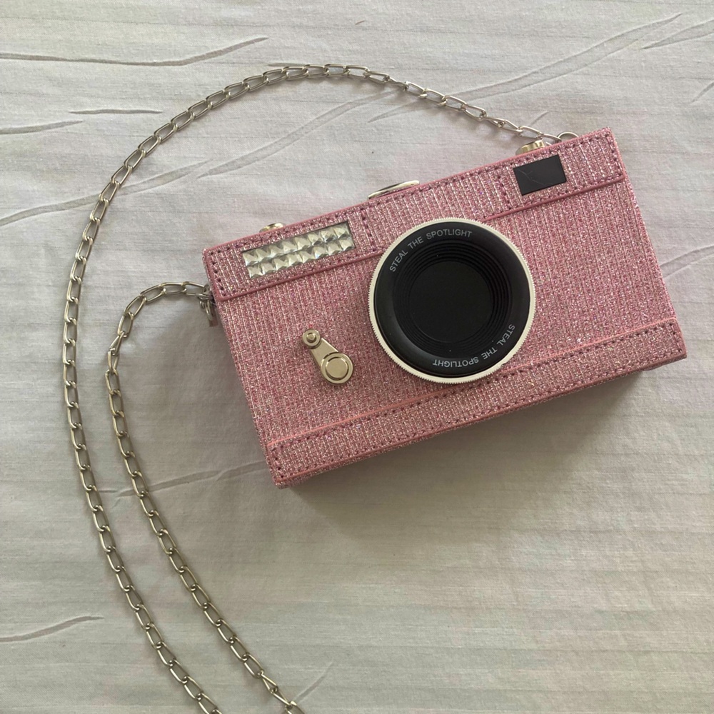 Pink Camera Purse with Chain Strap NWOT